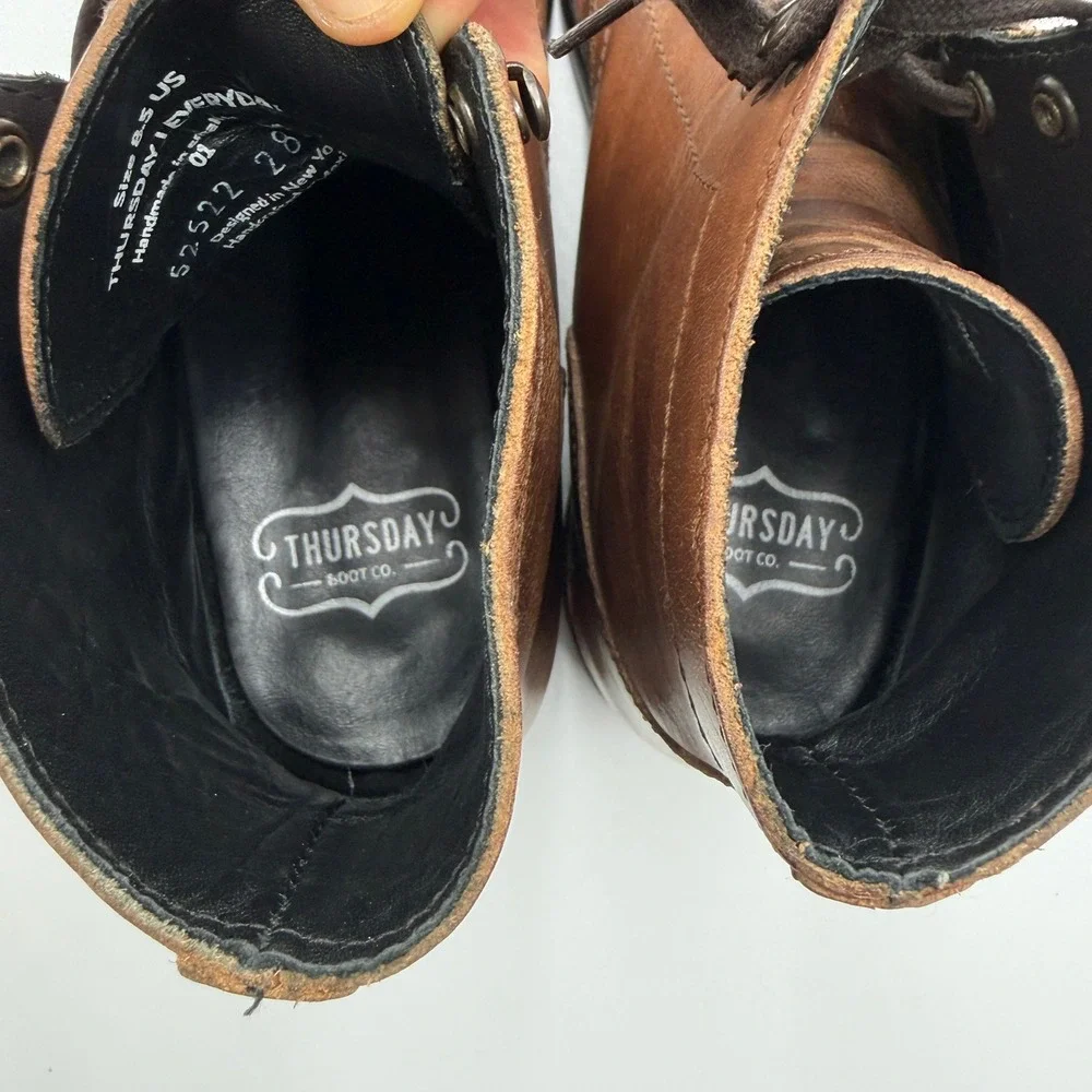 Thursday Boot Co Captain Brandy Leather Cap Toe Lace Up Boots Mens 8.5